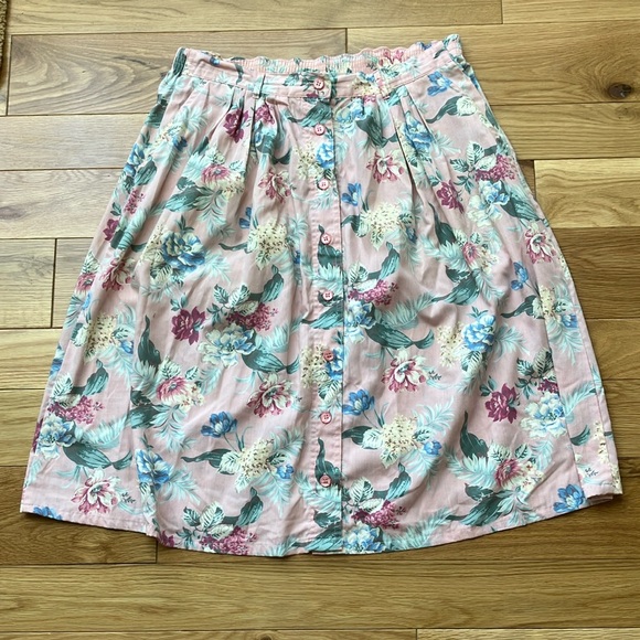 Jantzen Dresses & Skirts - Vintage Jantzen Pink Floral Button-Front Skater Skirt 1X